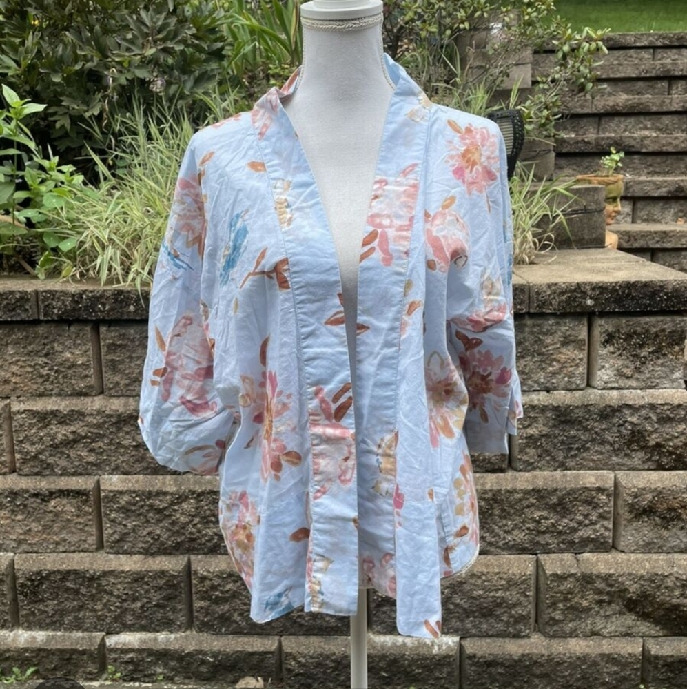 Plum Pretty Sugar Anthropologie Pastel Blue Lightweight Robe Lounge S